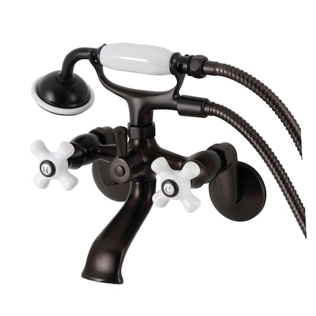 Kingston Brass KS266PXORB Wall Mount Clawfoot Tub Faucet with Hand Shower, Oil Rubbed Bronze KS266PXORB